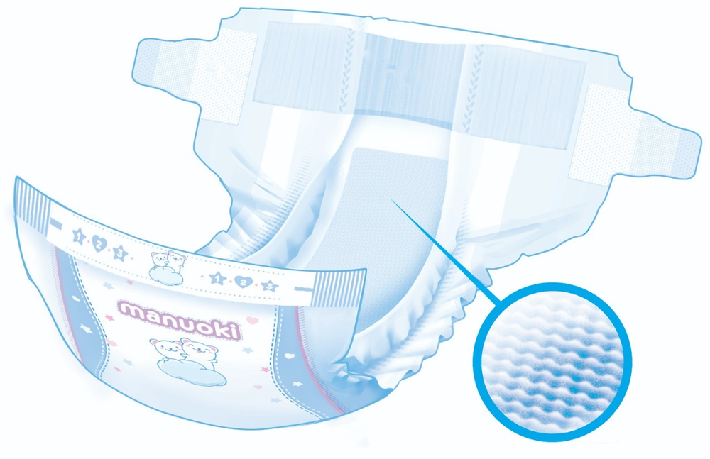 Подгузники Manuoki L 9-14 кг 44 шт