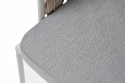 "Диего" стул плетеный из роупа, каркас из стали светло-серый (RAL7035) муар, роуп бежевый круглый, ткань светло-серая