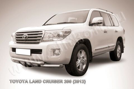 Защита переднего бампера (нержавейка) Toyota Land Cruiser 200 (2012-2015) d76+d76 с защитой картера