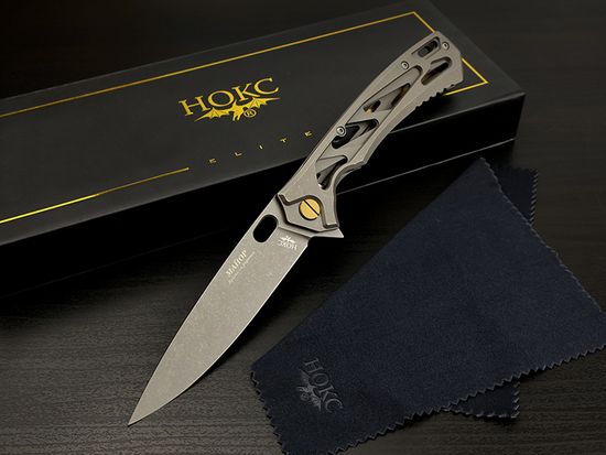 Нож НОКС Майор титановый, серый - сталь М390 серия "Elite" (328-650526)