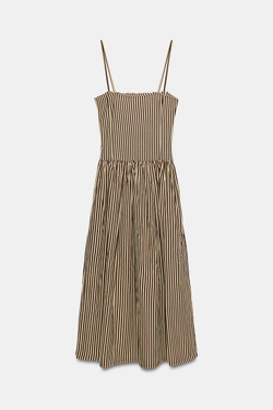 ZARA ПЛАТЬЕ В ПОЛОСКУ ИЗ ПОПЛИНА, ПОЛОСКИ
