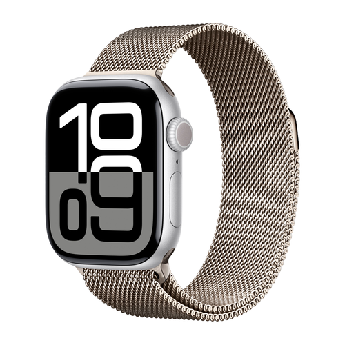 Умные часы Apple Watch Series 10 GPS, 42mm, Silver Aluminium Case with Milanese Loop, Natural
