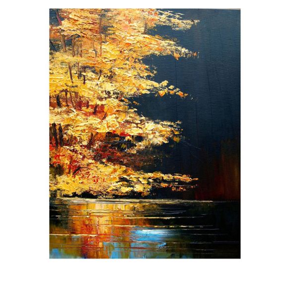 Nömrəli Rəngləmə HR0398 Картина по номерам с поталью 40*50 см, холст, на подрамнике Золотая осень