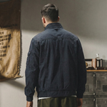 Мужская ветровка на резинке в Американском ретро-стиле из натурального хлопка без капюшона.