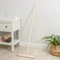 Швабра для мытья пола плоская Доляна, насадка микрофибра 42×12 см, 50 гр, металлическая ручка 119 см, цвет МИКС