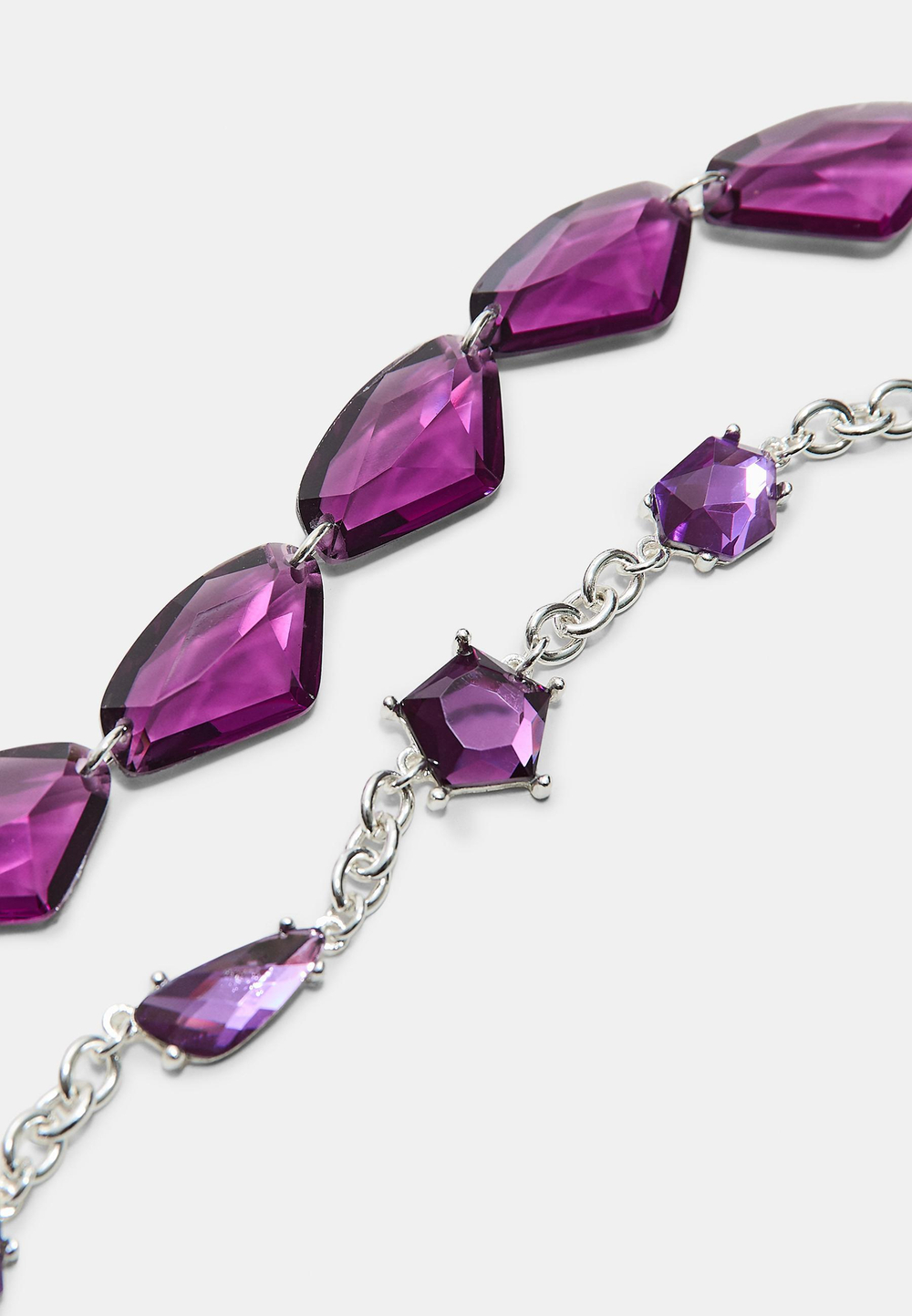 STRADIVARIUS Набор из 2 ожерелий с камнями, серый