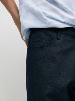 Massimo Dutti Брюки из хлопка и льна с пятью карманами, темно-синий