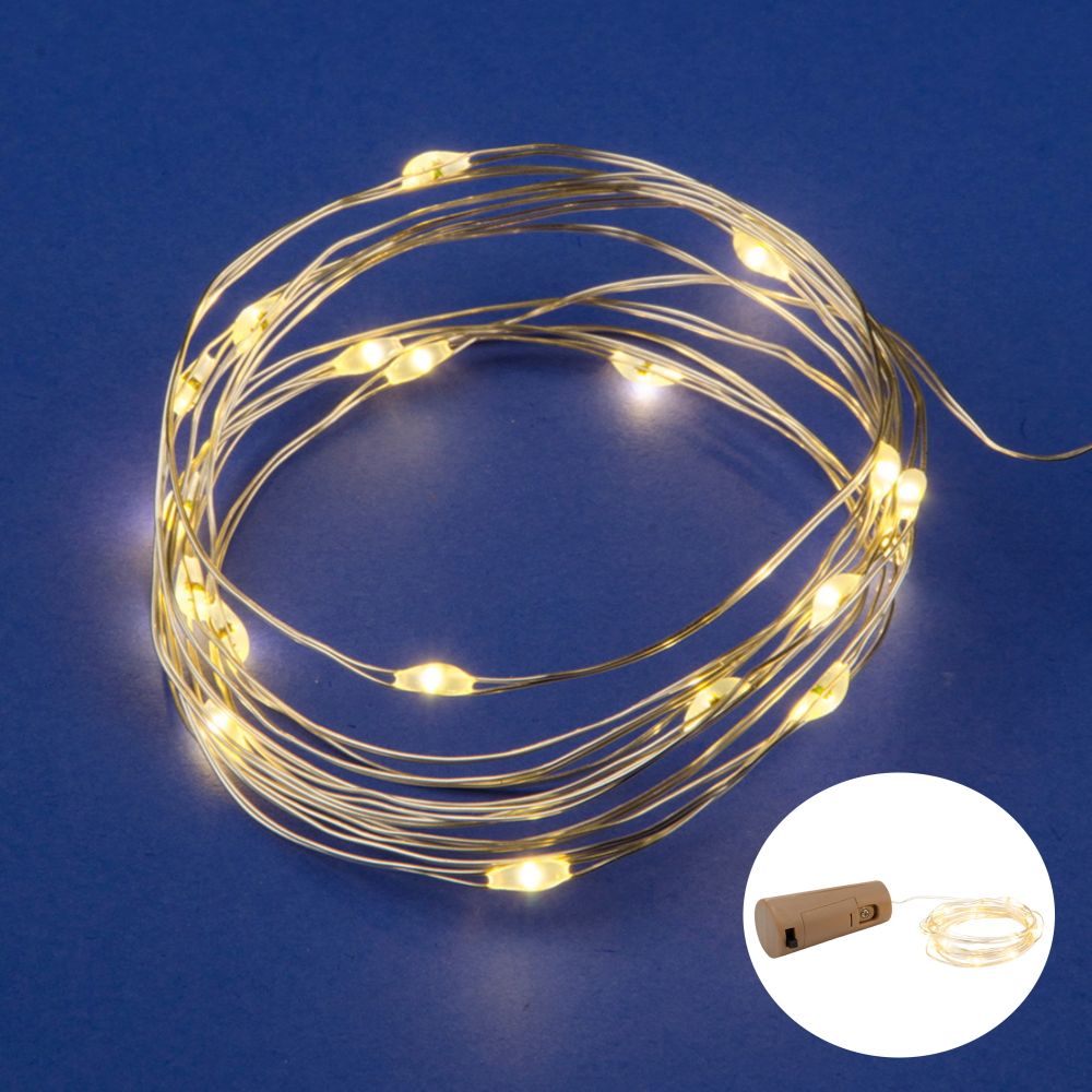 ULD-S0200-020-SСR-3LR WARM WHITE IP20 WINESTOPPER Гирлянда светодиодная Роса с пробкой на батарейках 3xLR44в-к. 2м. 20 светодиодов. Теплый белый свет. Провод медный. TM Uniel