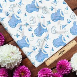 Ткань муслин голубая детская одежда