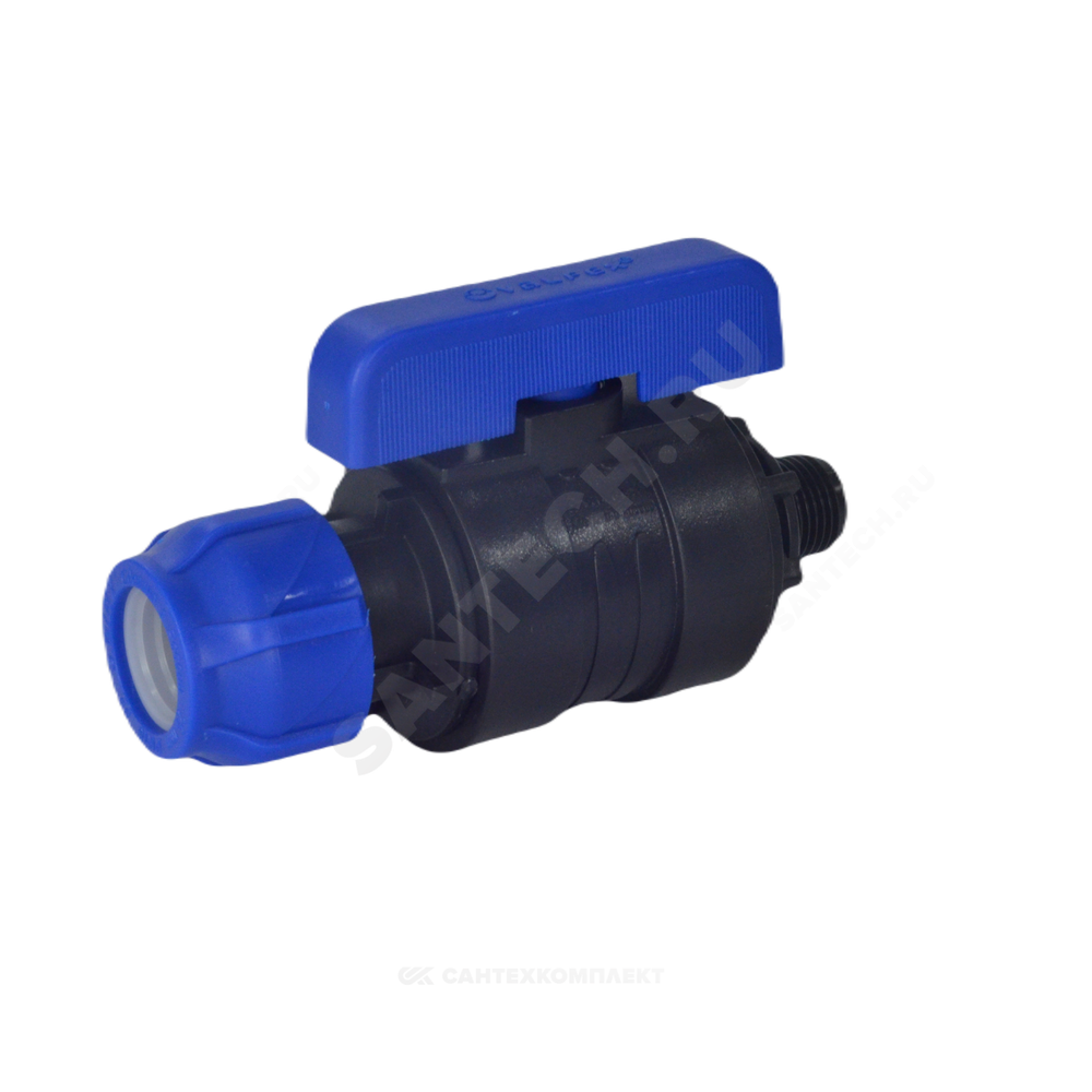 Кран шаровой компрессионный ПЭ Дн 25х3/4" НР Ру16 VALFEX 1210012625034