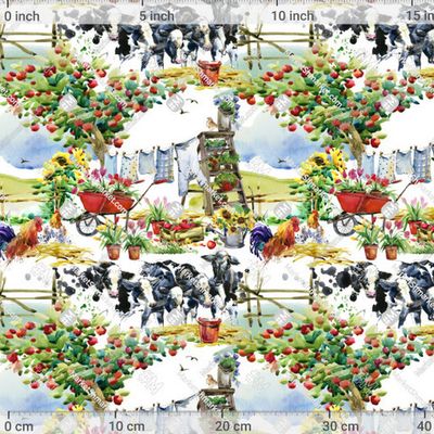 летняя ферма акварельный принт by FineArt 536 DPI