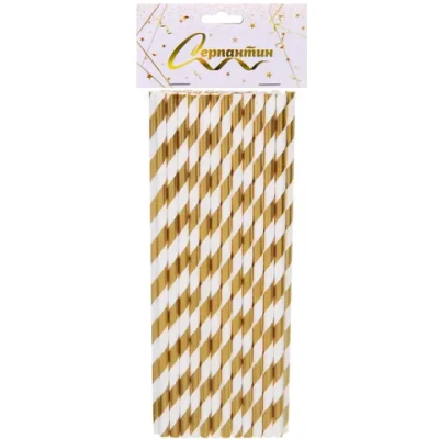 Трубочка для коктейля «Праздник» 19,5 см d-6 мм (набор 25 шт), Золото
