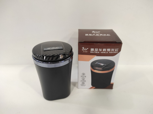 HT-852 / Пепельница-стакан хром, карбоновая крышка, черный (с подсветкой) HT-852 (1 шт.) =