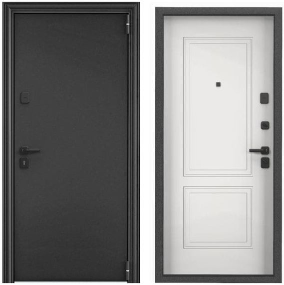 Фото входная стальная дверь Torex Super Omega PRO MP тёмно-серый букле графит без рисунка KT белый OP-NC2