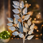Украшение новогоднее "Ветка Волшебные листья" 50см, серебро