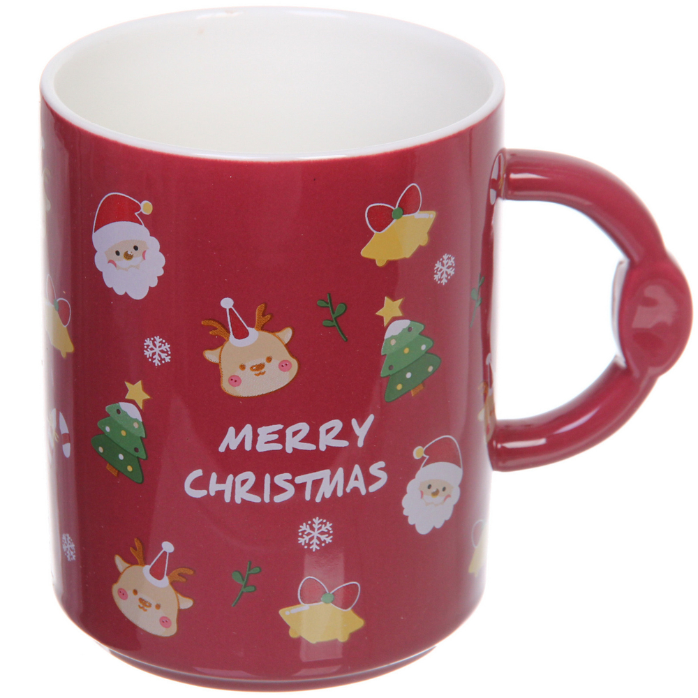 Кружка керамическая 450мл «MERRY CHRISTMAS « с крышкой и ложкой