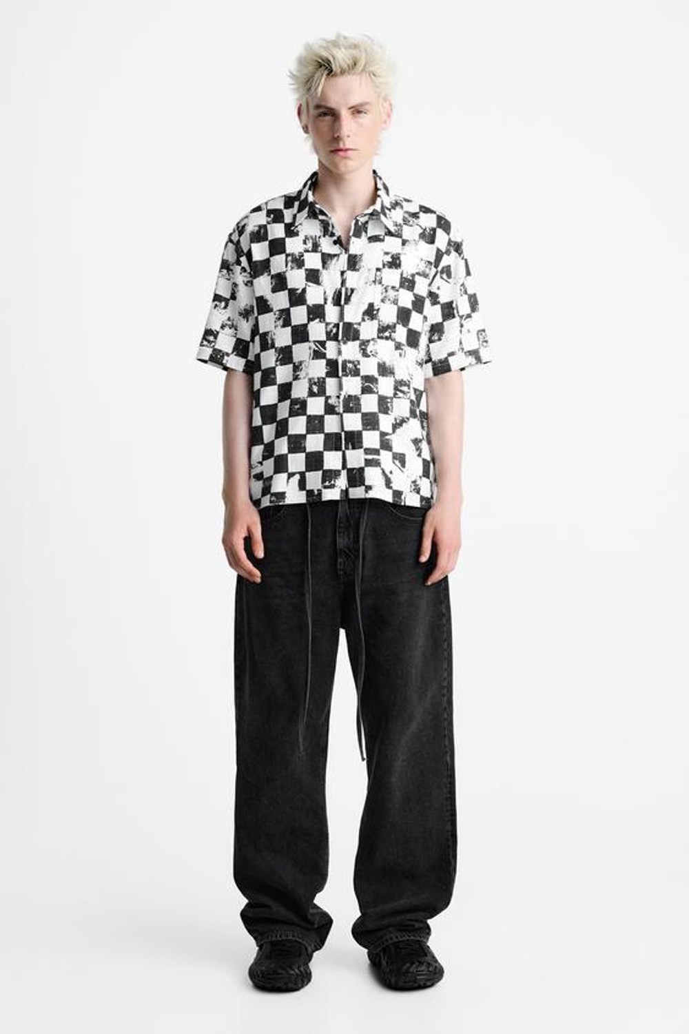 ZARA КРОССОВКИ С РЕЛЬЕФНОЙ ПОДОШВОЙ, ЧЕРНЫЙ