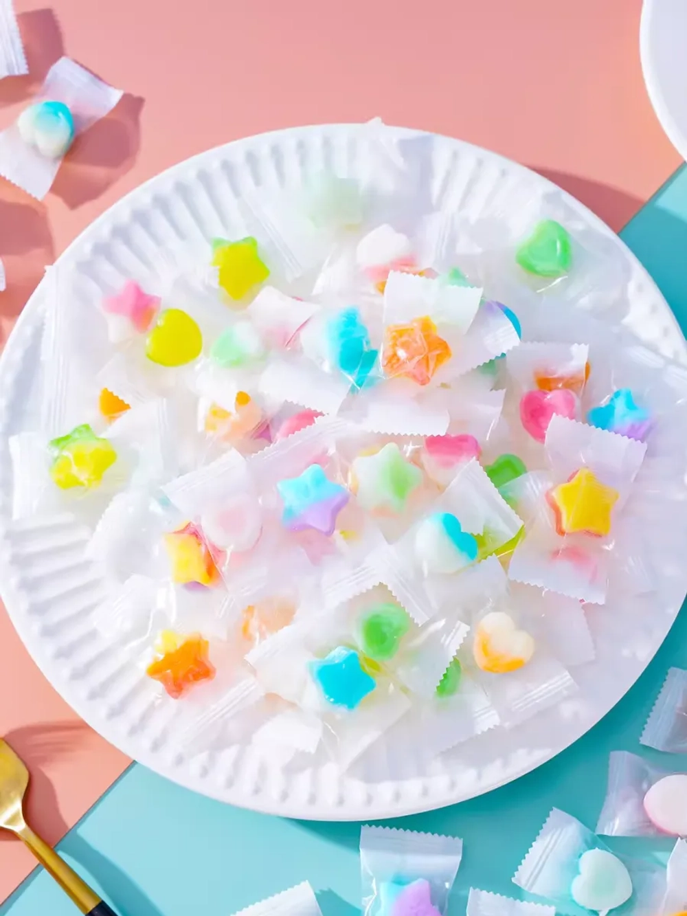 Двухслойные фруктовые леденцы Сердечки и Звездочки 500 г