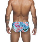 Голубые мужские плавки с крупным растительным принтом (Размер: XXL) (Цвет: голубой)