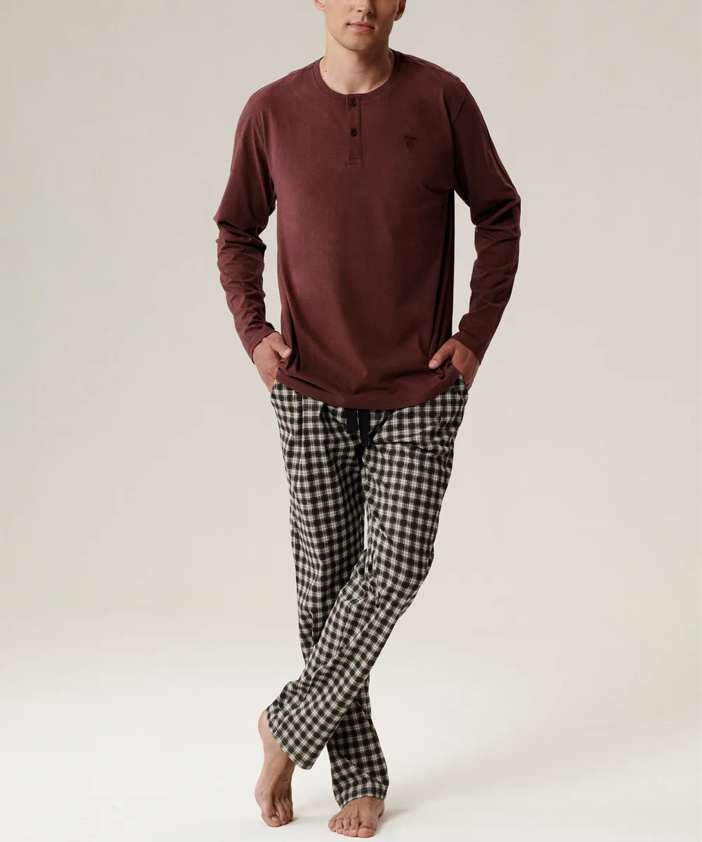 Мужская пижама Atlantic, 1 шт. в уп., хлопок, винная + серая, NMP-394