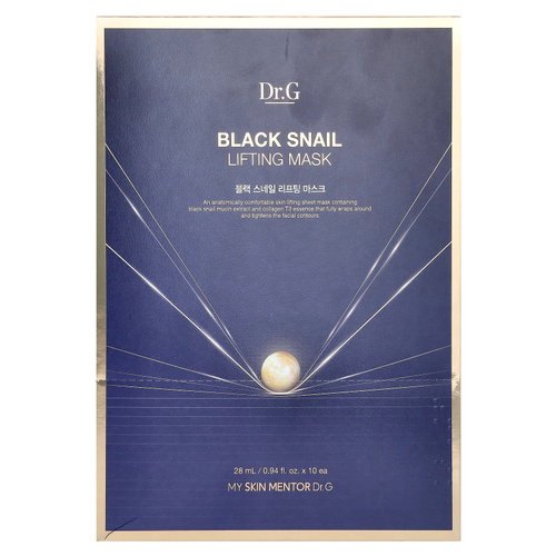 Dr. G, маска для лица с черной улиткой, 10 шт., по 28 мл (0,94 жидк. унции)