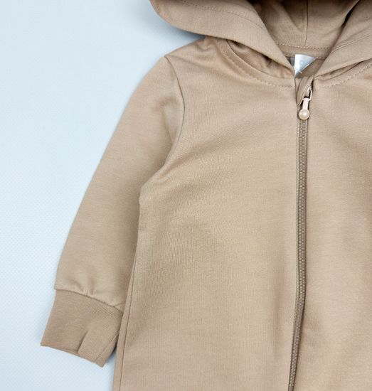 Комбинезон из футера с начесом, Темно-бежевый