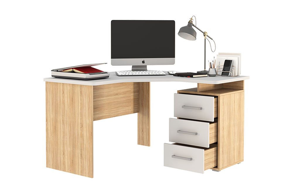 Лайт-2 Стол компьютерный 1200 угловой (дуб сонома/белый), (графит/дуб крафт золотой), (дуб крафт золотой/белый), (кашемир/дуб крафт золотой)