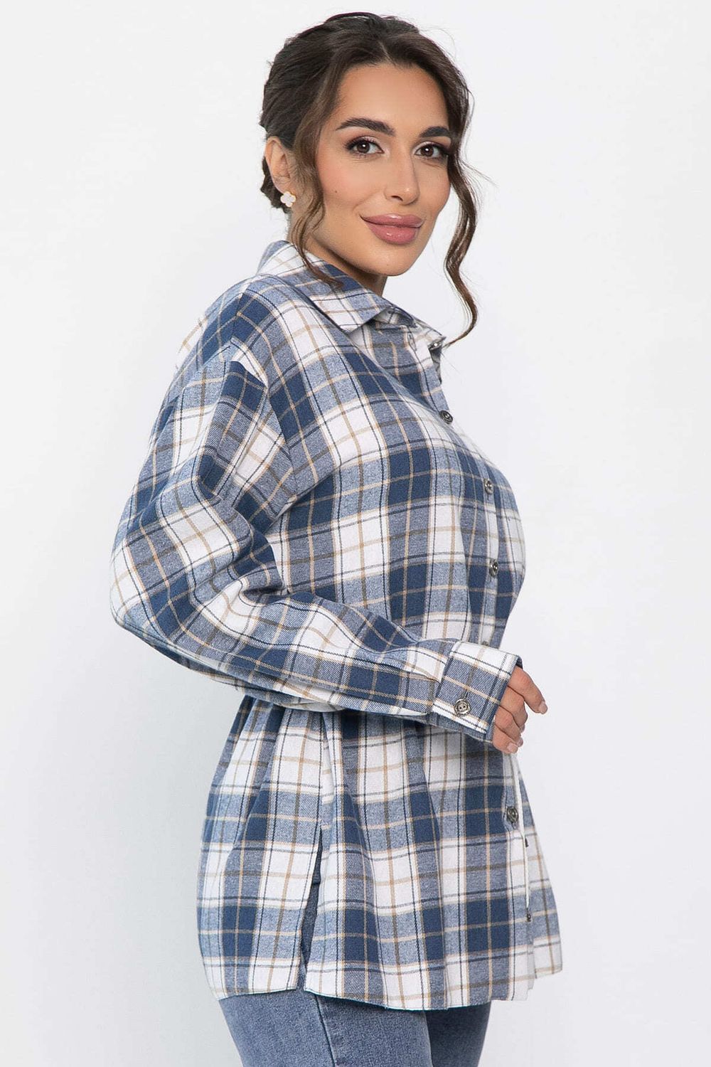 Рубашка хлопковая Джанет (сине-белая) Б14272-4М LT Collection