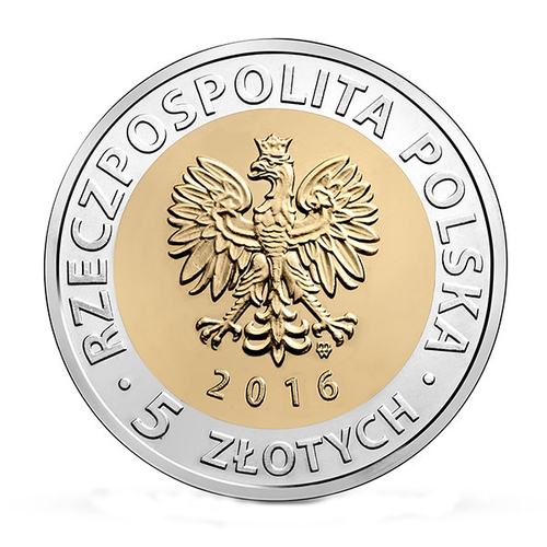 5 золотых Штеттинский замок  в Щецине 2016 г. UNC