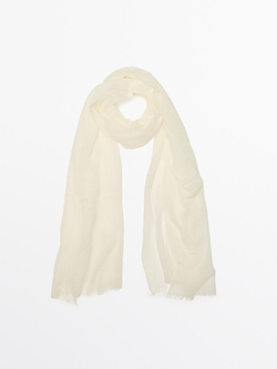 Massimo Dutti Шерстяной шарф, натуральный, кремовый