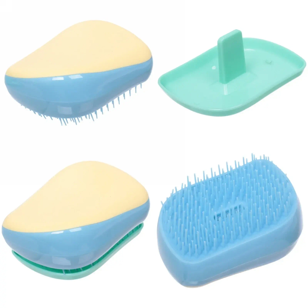 Расческа массажная компактная «Harizma», цвет жёлтый/голубой, в пластиковой коробке, 8*6см