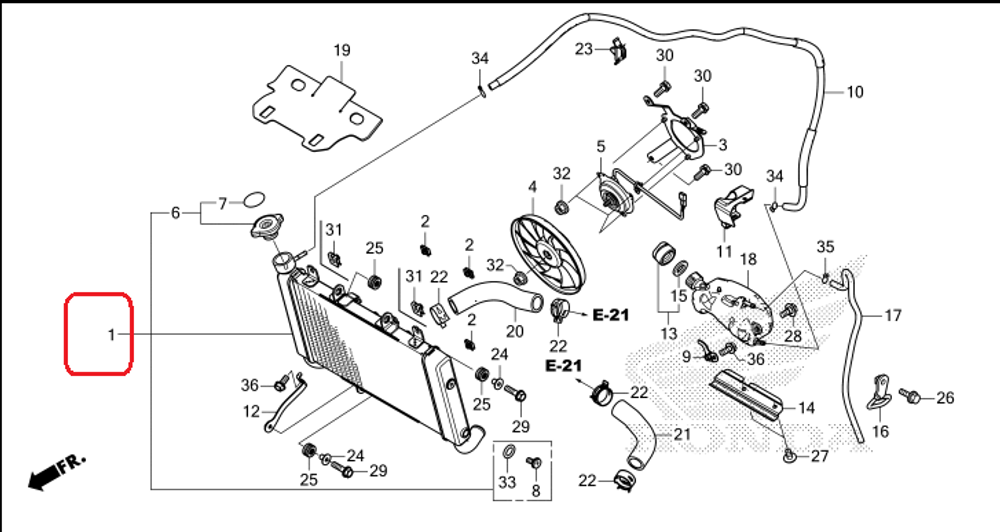 19010-MKN-T11. RADIATOR COMP. (T.RAD). Radiator for Honda CBR650R 2019-2022