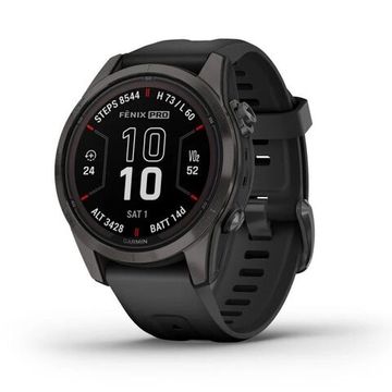 Умные часы Garmin Fenix 7S Pro Sapphire Solar Edition Carbon Gray с черным ремешком