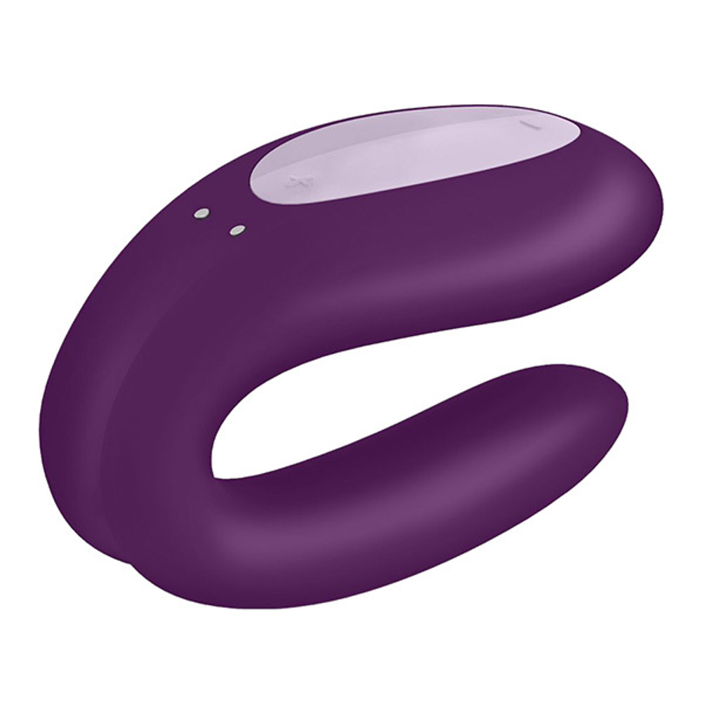 Фиолетовый вибратор для пар с управлением через приложение Satisfyer Double Joy