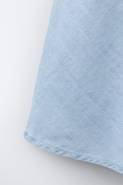 ZARA СВОБОДНАЯ ЮБКА МИДИ С ЗАКЛЕПКАМИ, ГОЛУБОЙ