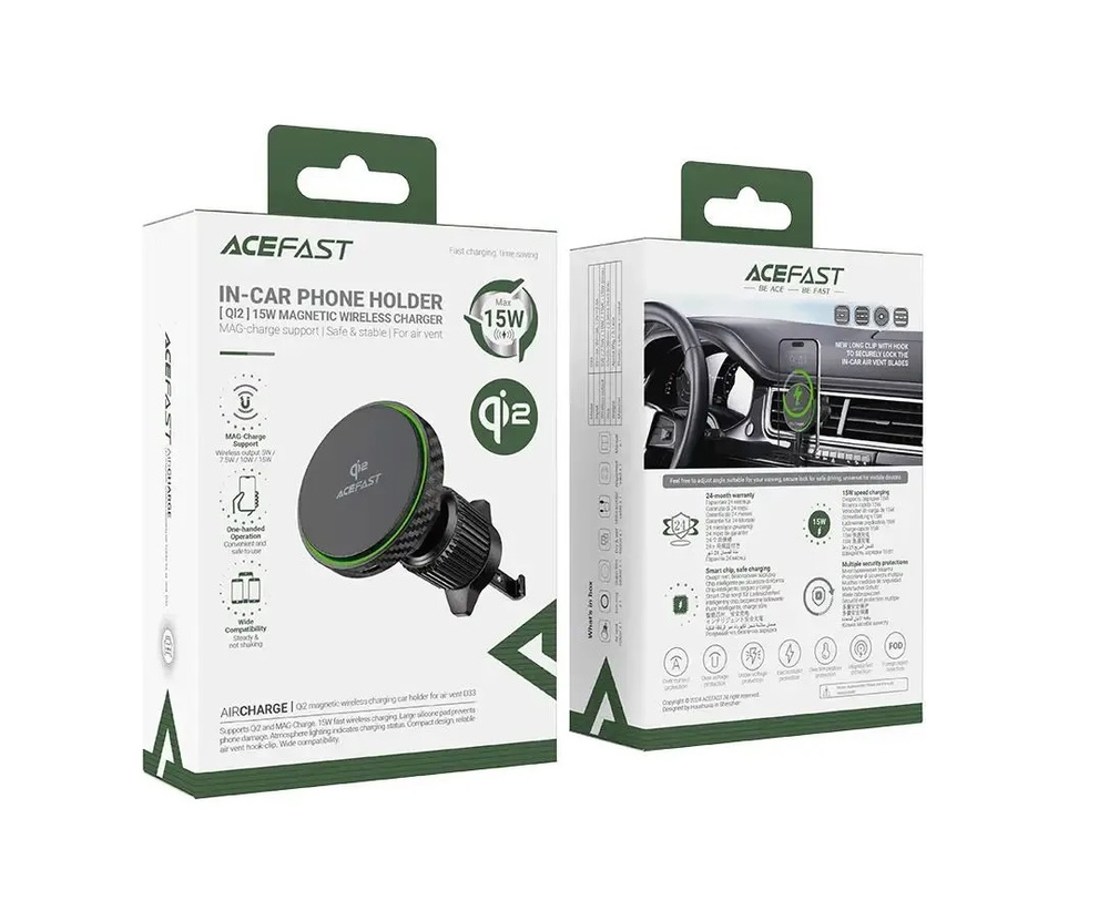 Автомобильный держатель для телефона ACEFAST D33 Qi2 Wireless (серый) в воздуховод