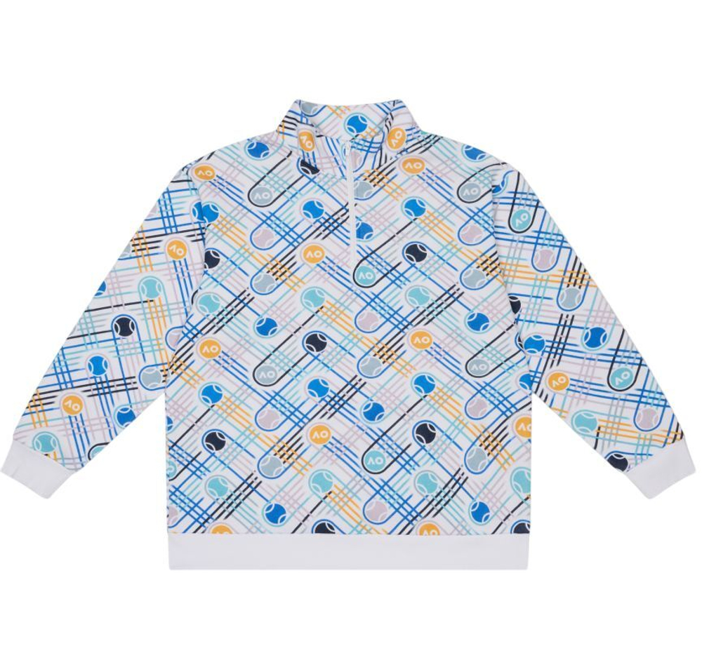 Мужская теннисная кофта Australian Open Quarter Zip Fleece - белый