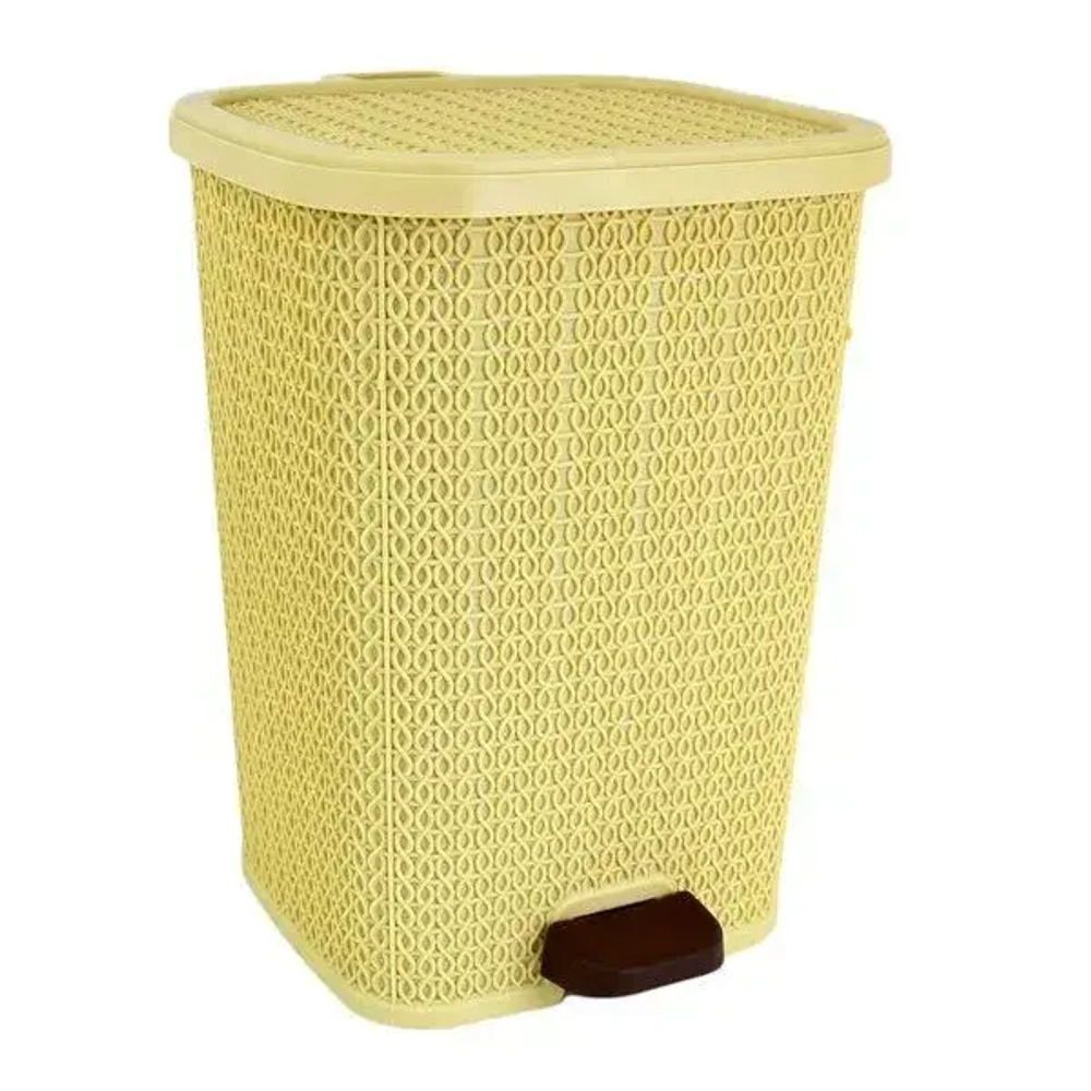 Ведро мусорное с педалью 12 л вязаный узор беж