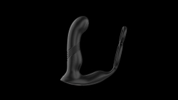 Черный вибромассажер простаты с эффектом фингеринга