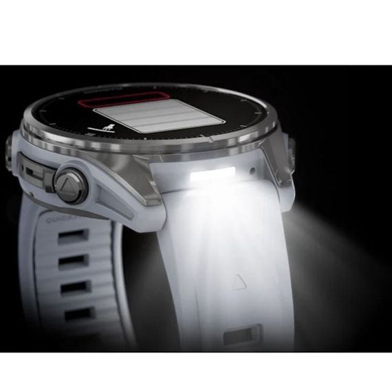 Garmin Fenix 8 43 мм Silver — умные часы с AMOLED-дисплеем и белым ремешком