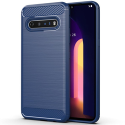 Темно-синий мягкий защитный чехол для телефона LG V60 ThinQ, серии Carbon от Caseport