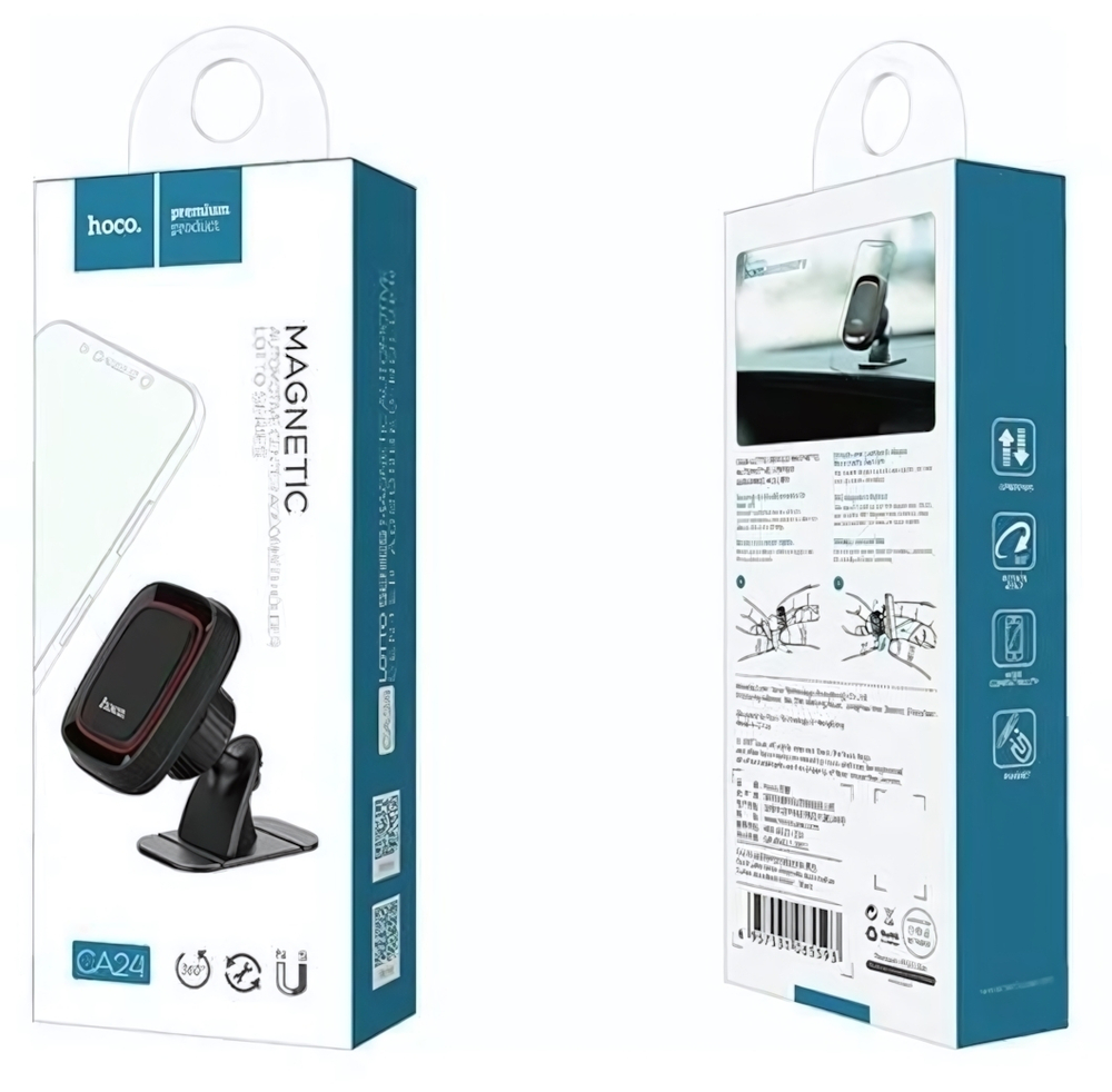 Держатель автомобильный HOCO CA24 магнитный, на скотч Black