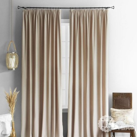 Готовые шторы и покрывало в комплекте БАРХАТТ (арт. BL10-765-02) - бежевый