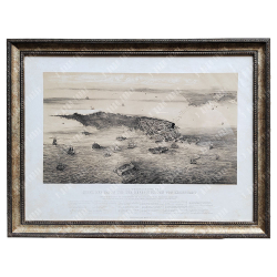 Кайзер Александр. Вид на остров, гавань и укрепления Кронштадта. Литография с тоном. 1850-е гг.