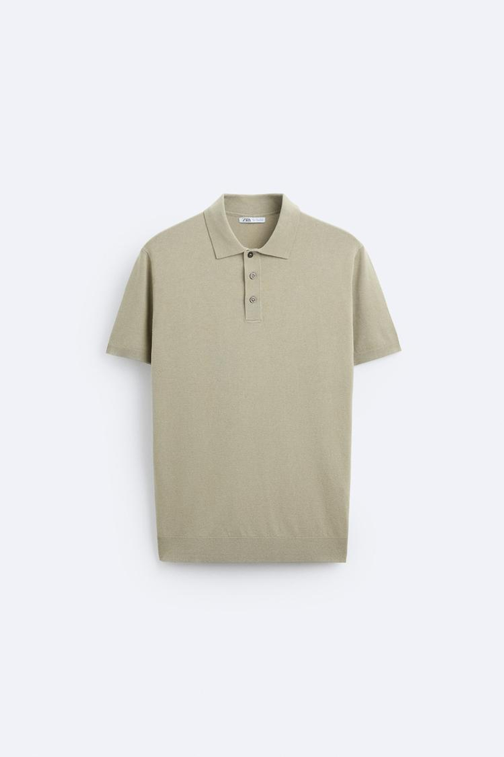 ZARA ПОЛО ИЗ СМЕСОВОЙ ВИСКОЗЫ, СВЕТЛО-ЗЕЛЕНЫЙ