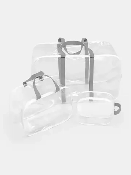 Сумка в роддом набор 3 шт "Комфорт" прозрачный ПВХ (серый)