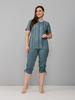 Пижама с бриджами КД-61/рогожкаизумруд-цепочка