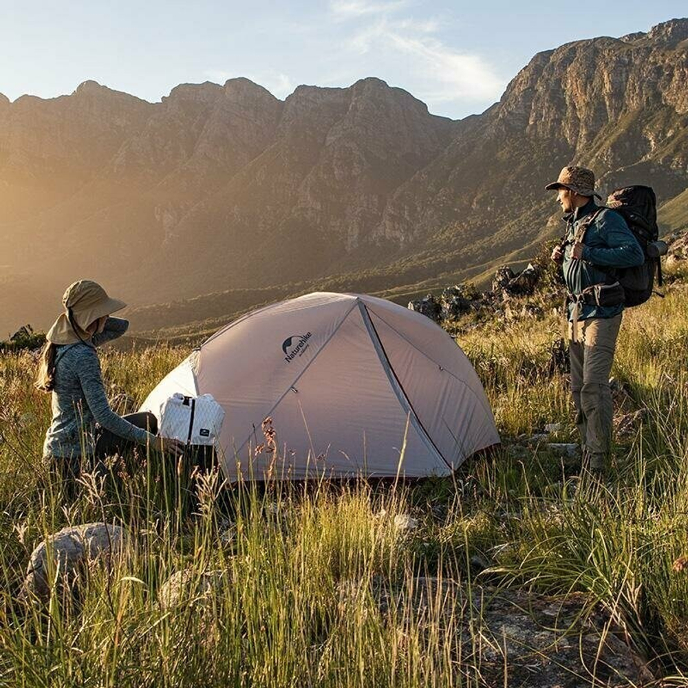 Палатка Naturehike Star-river 2 NH17T012-T двухместная сверхлегкая с ковриком, серо-черная, 6927595716489