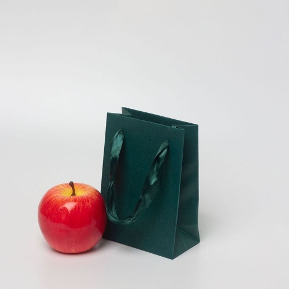 Пакет 11x15x6, тёмно-зеленый, лента, имитлин VIP