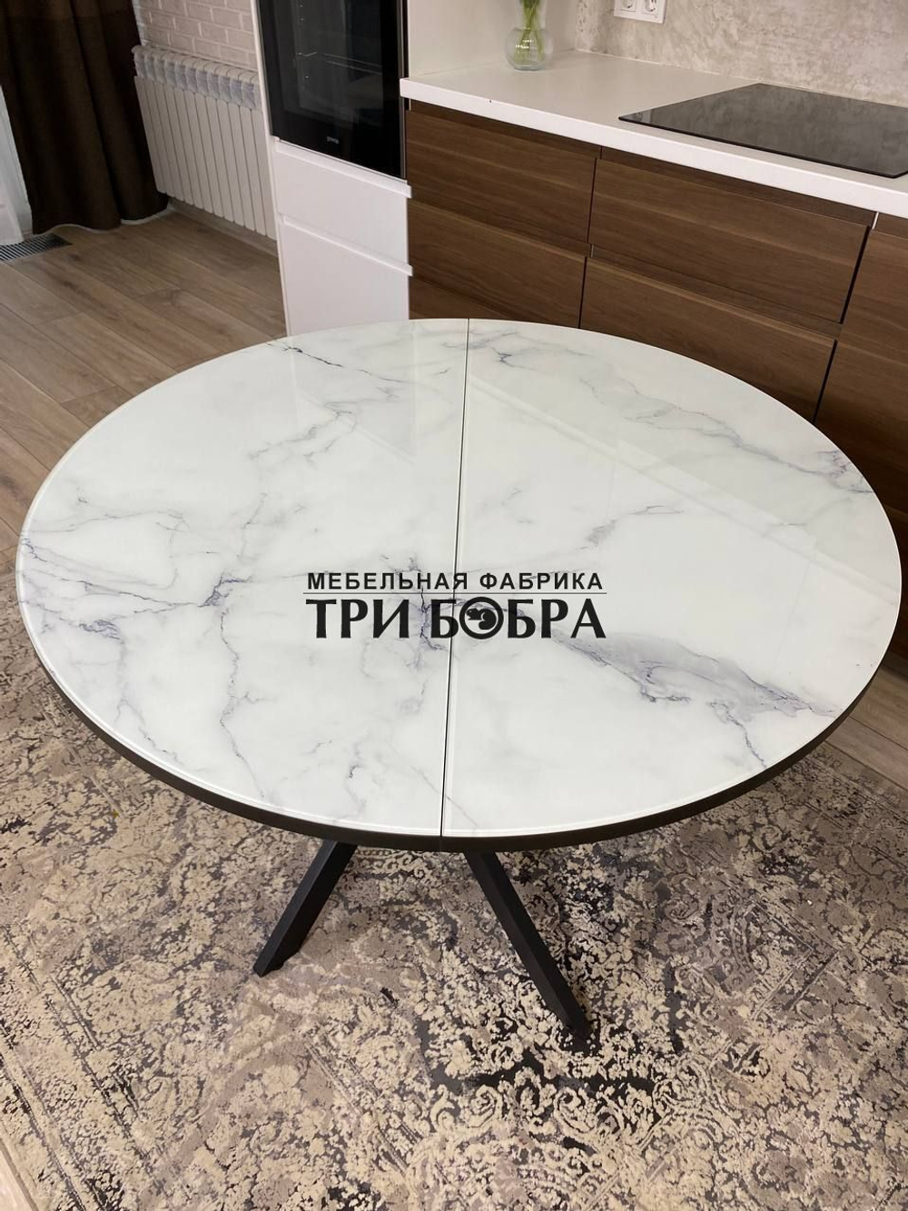 Стол круглый стеклянный "Карара"